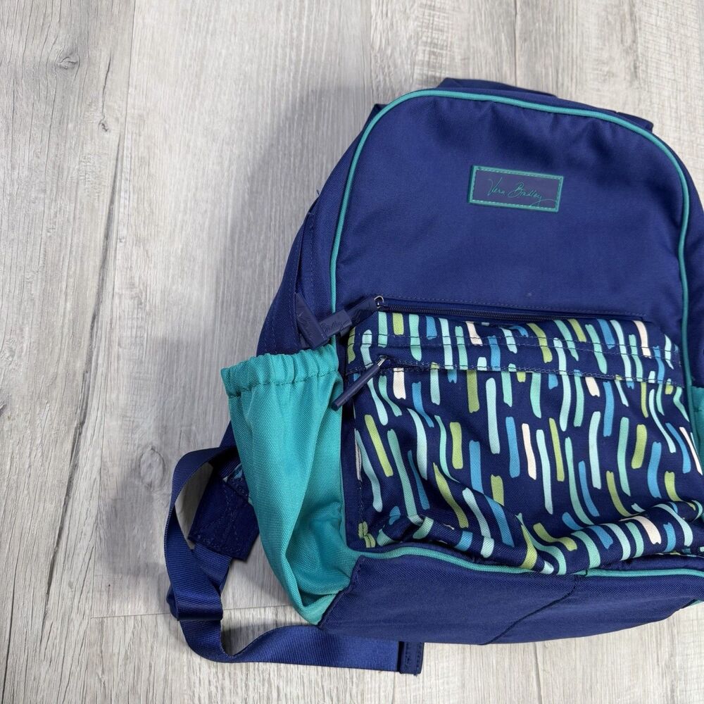 Vera Bradley Katalina Showers Blue Multicolored Medium Backpack School Retired - Picture 2 of 12